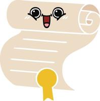 flat color retro cartoon contract vector
