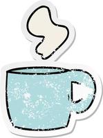 distressed sticker cartoon doodle of a steaming hot drink vector