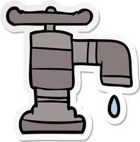 sticker of a cartoon dripping faucet vector