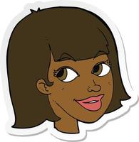 sticker of a cartoon happy female face vector