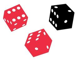 three gaming dice on white background vector