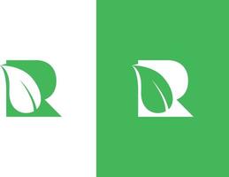 r alphabet leaf logo design vector