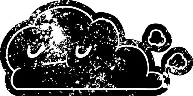 grunge icon of kawaii happy cloud
