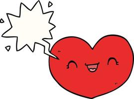 caricatura, amor, corazón, y, burbuja del discurso vector