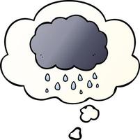 cartoon cloud raining and thought bubble in smooth gradient style vector