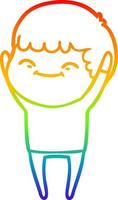 rainbow gradient line drawing cartoon smiling boy vector