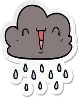 sticker of a cartoon storm cloud vector