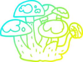 cold gradient line drawing cartoon mushrooms vector