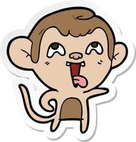 sticker of a crazy cartoon monkey vector