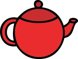 cute cartoon red tea pot vector