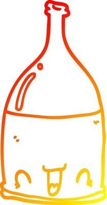 warm gradient line drawing cartoon wine bottle