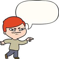 cartoon angry man pointing and speech bubble vector