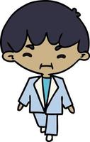 caricatura, kawaii, lindo, niño, en, traje vector