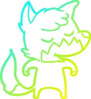cold gradient line drawing friendly cartoon fox vector