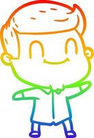 rainbow gradient line drawing cartoon friendly man vector