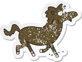 distressed sticker of a cartoon running horse vector