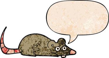 cartoon mouse and speech bubble in retro texture style vector