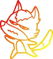 warm gradient line drawing cartoon annoyed wolf vector