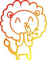 warm gradient line drawing happy cartoon lion vector