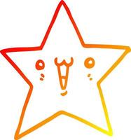 warm gradient line drawing happy cartoon star vector