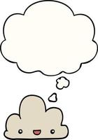 cartoon tiny happy cloud and thought bubble vector