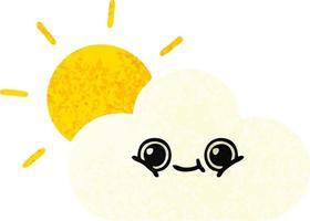 retro illustration style cartoon sun and cloud vector