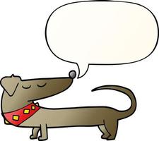 cartoon dog and speech bubble in smooth gradient style vector