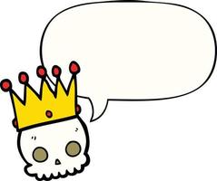 cartoon skull and crown and speech bubble vector