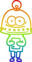 rainbow gradient line drawing happy carton robot with light bulb vector