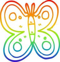 rainbow gradient line drawing cartoon huge butterfly vector