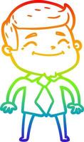 rainbow gradient line drawing happy cartoon businessman vector