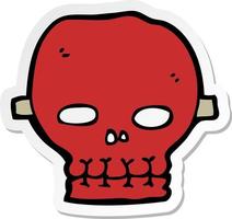 sticker of a cartoon spooky skull mask vector