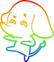 dibujo de línea de gradiente de arco iris elefante de dibujos animados recordando vector