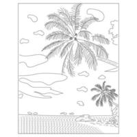 Summer Beach Coloring Pages And Symbols vector