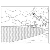 Summer Beach Coloring Pages And Symbols vector