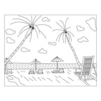 Summer Beach Coloring Pages And Symbols vector