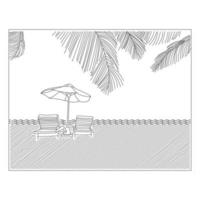 Summer Beach Coloring Pages And Symbols vector