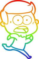 rainbow gradient line drawing cartoon shocked man vector