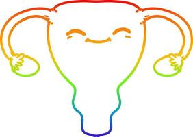 rainbow gradient line drawing cartoon uterus vector