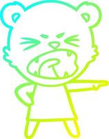cold gradient line drawing angry cartoon bear in dress shouting vector
