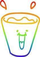 rainbow gradient line drawing cartoon happy drinks vector
