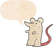 cartoon rat and speech bubble in retro textured style vector