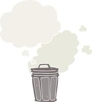 cartoon stinky garbage can and thought bubble in retro style vector