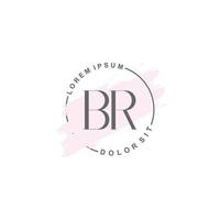 Initial BR minimalist logo with brush, Initial logo for signature, wedding, fashion. vector