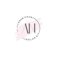 Initial AN minimalist logo with brush, Initial logo for signature, wedding, fashion, floral and botanical. vector