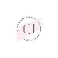 Initial CJ minimalist logo with brush, Initial logo for signature, wedding, fashion, beauty and salon. vector