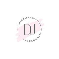 Initial DJ minimalist logo with brush, Initial logo for signature, wedding, fashion, beauty and salon. vector