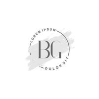 Initial BG minimalist logo with brush, Initial logo for signature, wedding, fashion. vector