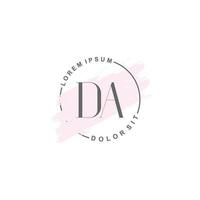 Initial DA minimalist logo with brush, Initial logo for signature, wedding, fashion, beauty and salon. vector