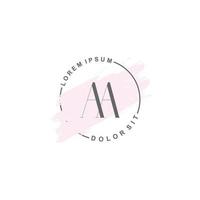 logotipo minimalista inicial aa con pincel, logotipo inicial para firma, boda, moda, floral y botánico. vector